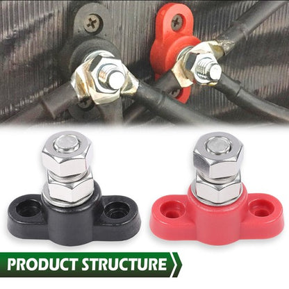 Solid Spare Red & Black Junction Block Power Post Set Insulated Terminal Stud 3/8"