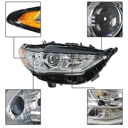 Solid Spare Headlight Fit For Ford Fusion 2017-2019 Headlamps Driver + Passenger Side Pair