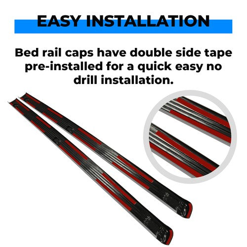 Solid Spare For 02-16 Ford F250 F350 Super Duty 8.0' Bed Side Rail Top Molding Covers LH+RH