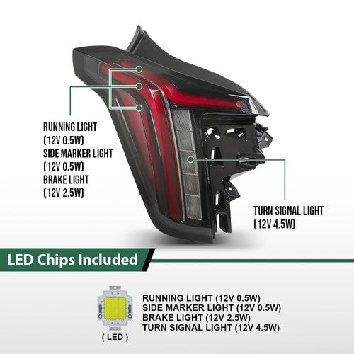 Solid Spare LED DRL Tail Lights Fit For 2020-2025 Cadillac CT5 Rear Lamp Left & Right Side