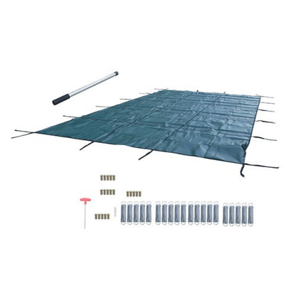 Solid Spare Rectangular Winter Pool Cover Inground Pool Safety Cover Green Fit 12x24ft Pools