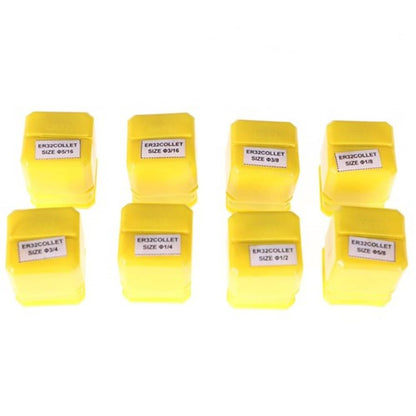 Solid Spare For CNC Milling Lathe Tool Engraving Machine 8Pcs ER32 Spring Collet 1/8"-3/4"