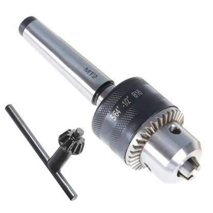 Solid Spare For Lathe MT2 5/64'' to 1/2'' Drill Chuck Tool With Morse Taper Arbor and Key