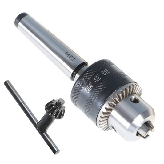 Solid Spare For Lathe MT2 5/64'' to 1/2'' Drill Chuck Tool With Morse Taper Arbor and Key