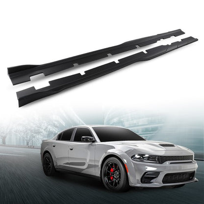 Solid Spare Body Kit Matte Black Side Skirts Rocker Panel Fit For 15-23 Charger Widebody