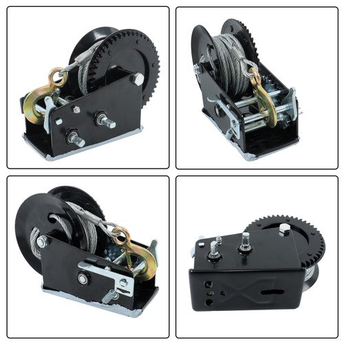 Solid Spare 3500lbs 33ft Winch Steel+Polyester Black 4:1/8:1 26mm Hook Bidirectional Ratchet