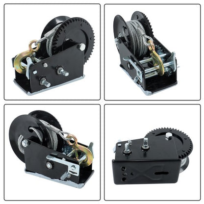 Solid Spare 3500lbs 33ft Winch Steel+Polyester Black 4:1/8:1 26mm Hook Bidirectional Ratchet