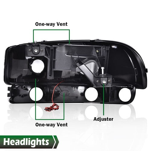Solid Spare Fit For 1999-2007 GMC Sierra/Yukon LED DRL Smoke Black Headlights+Bumper Lamps