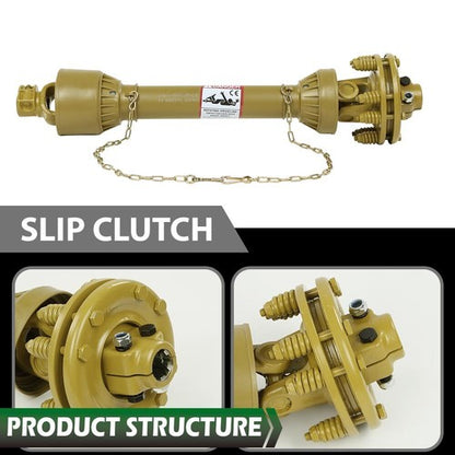 Solid Spare PTO Shaft PTO Drive Shaft 1-3/8"x6 Spline w/Slip Clutch T4 31.5-41" Yellow
