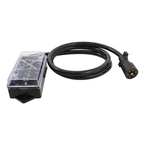 Solid Spare 6 Ft Wiring Cable 7 Way Plug Inline Pre-Wired Trailer BLACK Cord w/Junction Box