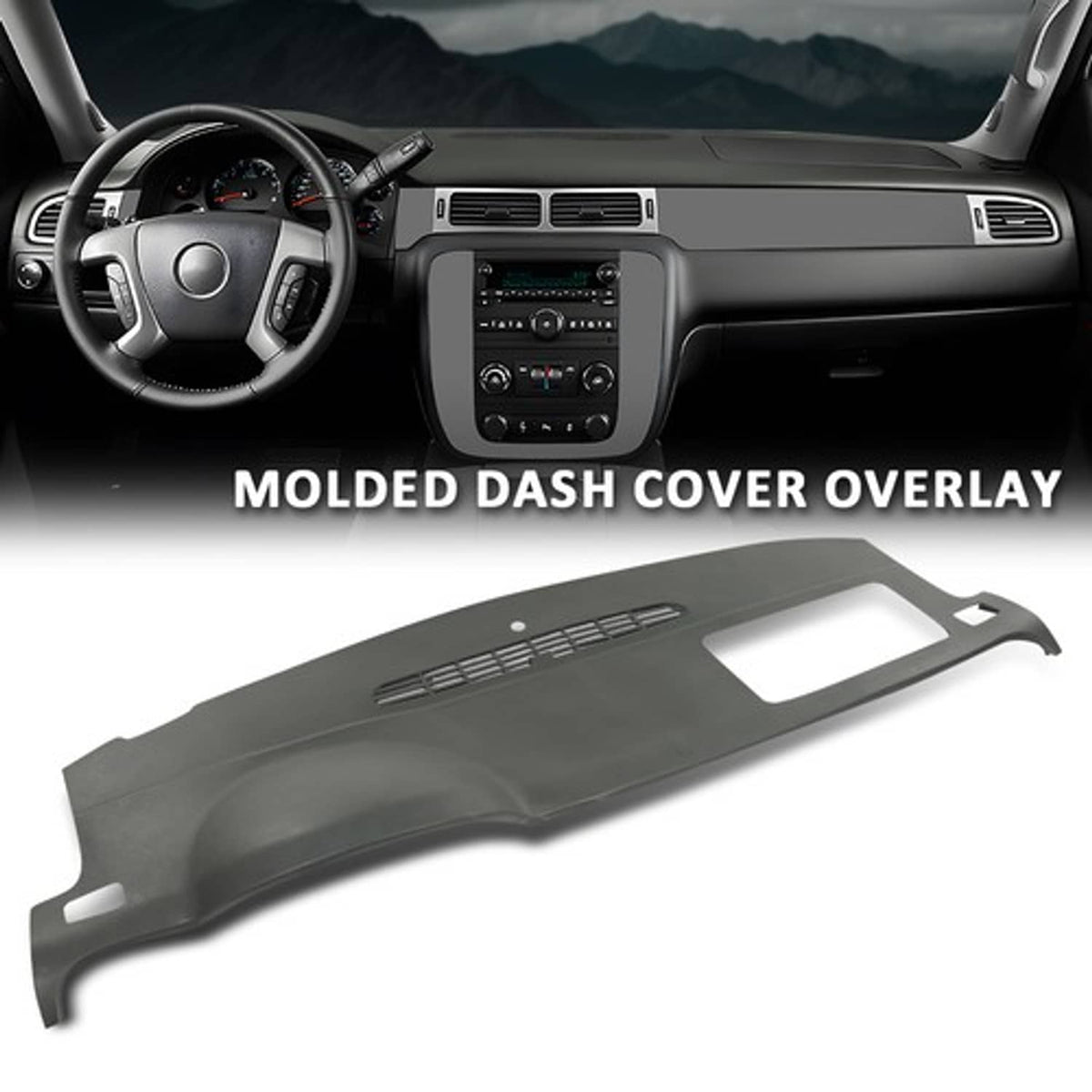 Solid Spare TPE Dash Cover Cap Fit For 2007-2014 Chevy Tahoe Avalanche Suburban Tahoe Gray