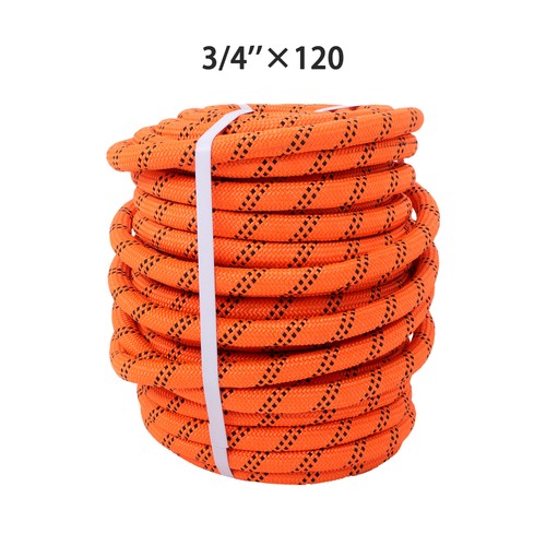 Solid Spare 3/4 in X120' 48 Stranded Braided Rope Breaking Strength 8626 Pounds Orange Black