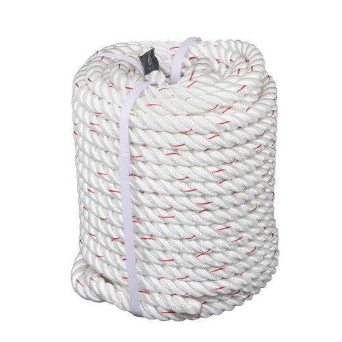 Solid Spare 3/4IN x120FT High Strength Braided Rope Breaking Strength 2038 Pounds White Red