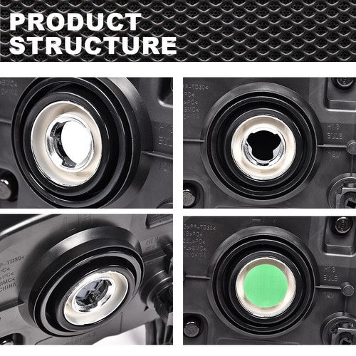 Solid Spare Fit For 2005 2006 2007 2008 2009 Ford Mustang Headlight HeadLamps Smoked/Black