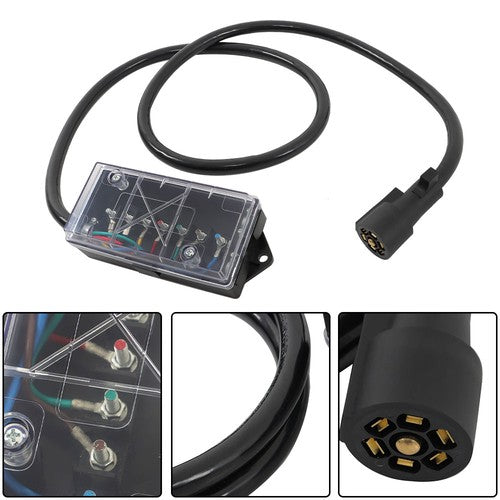Solid Spare 6 Ft Wiring Cable 7 Way Plug Inline Pre-Wired Trailer BLACK Cord w/Junction Box