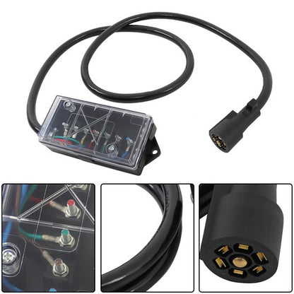 Solid Spare 6 Ft Wiring Cable 7 Way Plug Inline Pre-Wired Trailer BLACK Cord w/Junction Box