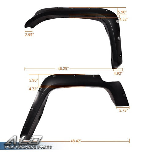 Solid Spare 4X Fit For 07-14 Toyota FJ Cruiser Pocket Rivet Wheel Fender Flares Smooth Black
