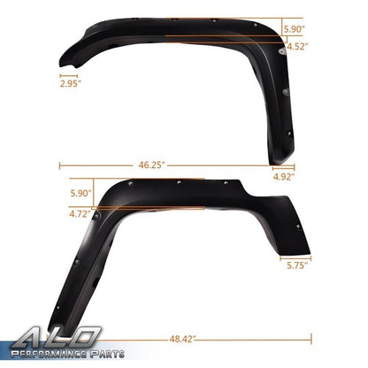 Solid Spare 4X Fit For 07-14 Toyota FJ Cruiser Pocket Rivet Wheel Fender Flares Smooth Black