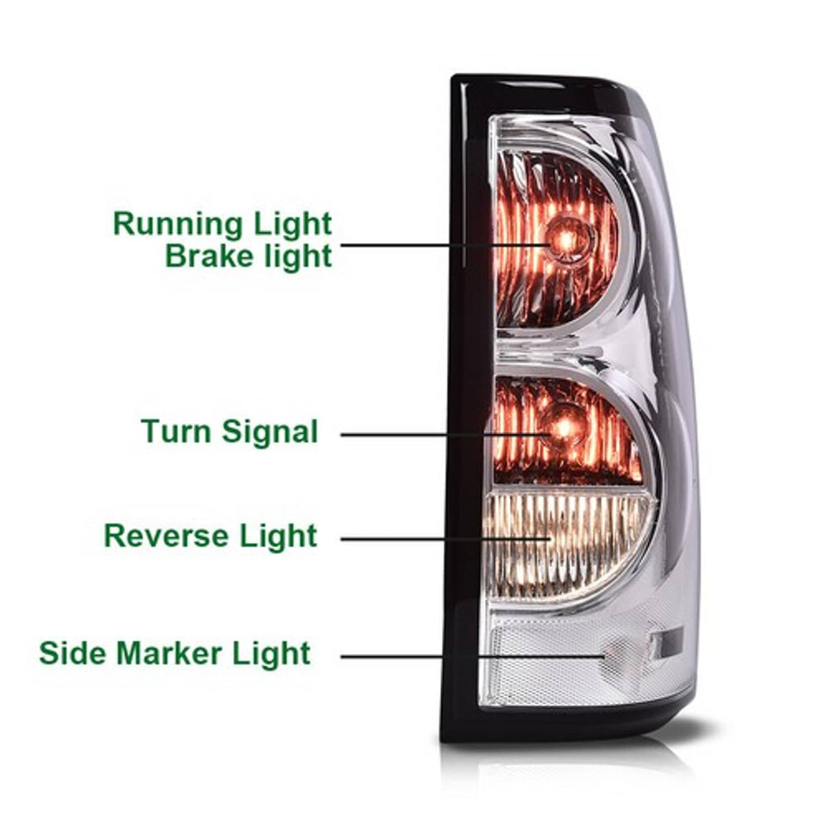 Solid Spare Tail Lights Brake Lamps Chrome Fit For 2003-2006 Chevy Silverado 1500 2500 3500