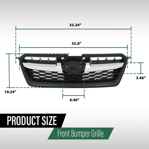 Solid Spare Fit For 2012-2014 Subaru Impreza Black Front Bumper Upper Grille w/ Chrome Tirm