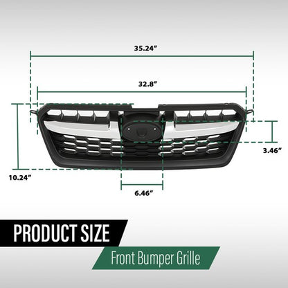 Solid Spare Fit For 2012-2014 Subaru Impreza Black Front Bumper Upper Grille w/ Chrome Tirm