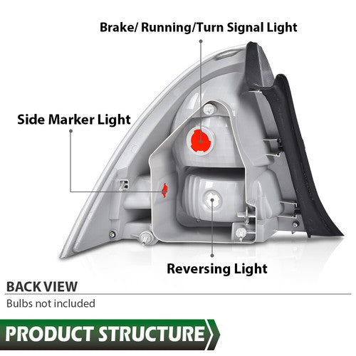 Solid Spare Fit For 2006-2009 Ford Fusion Chrome Tail Lights Brake Lamps Left Right Side