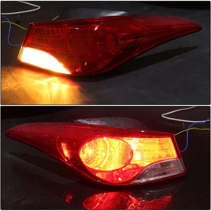 Solid Spare Halogen Outer Tail Lights For Hyundai Elantra 2011 2012 2013 Left+Right Black