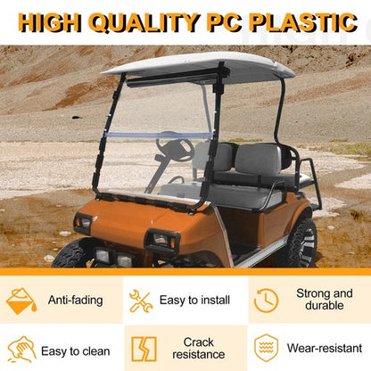 Solid Spare Golf Cart Front Folding Clear Windshield Windscreen For Club Car DS 2000.5-Up