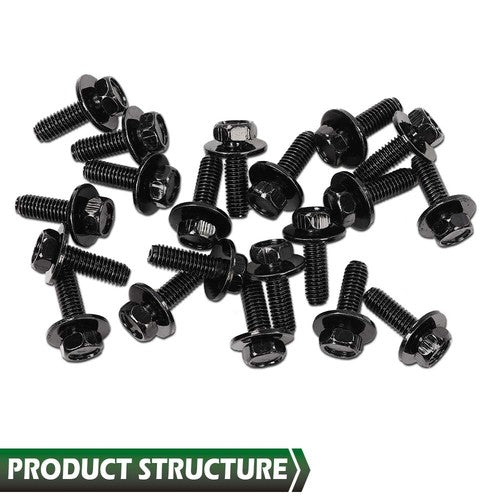 Solid Spare Fit For Honda Body Bolts- M6-1.0 x 20mm Long- 10mm Hex- 17mm Washer- 20pcs