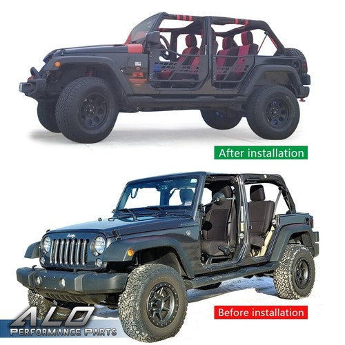 Solid Spare Fit For 2007-2018 Jeep Wrangler JK 4 Door Textured Unlimited Tube Doors Black