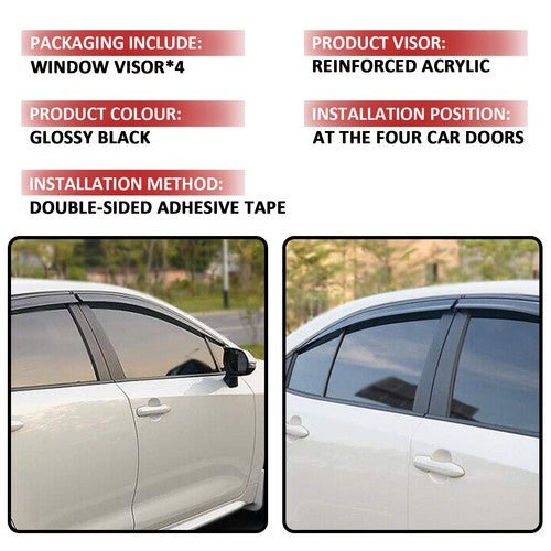 4PCS FIT 2008-2012 Honda Accord  Window Vent Visor Sun Rain Guard Gloss Black