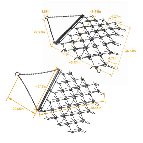 Solid Spare Steel Drag Harrow 4X4FT Heavy Duty Chain For ATV UTV Tractor Leveling Grading