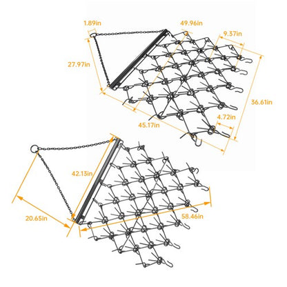 Solid Spare Steel Drag Harrow 4X4FT Heavy Duty Chain For ATV UTV Tractor Leveling Grading