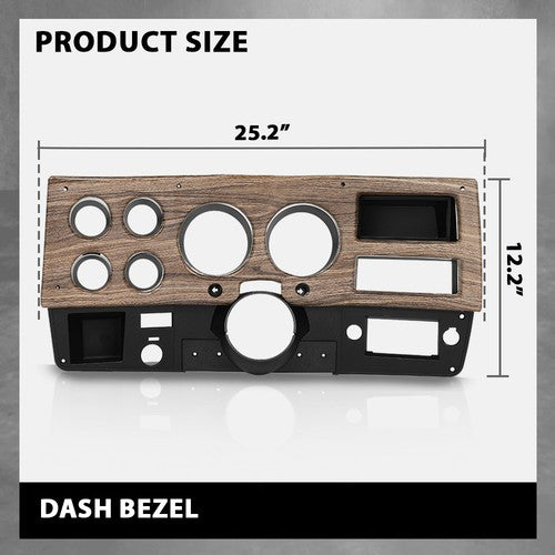 Solid Spare Fit For 1975-1980 Chevy GMC Pickup Truck Dash Bezel Gauge Cluster Cover W/o A/C