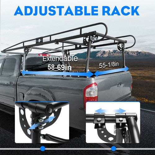 Solid Spare Adjustable FullSize Trunk Bed Truck PICKUP Rack Ladder Lumber Utility Kayak