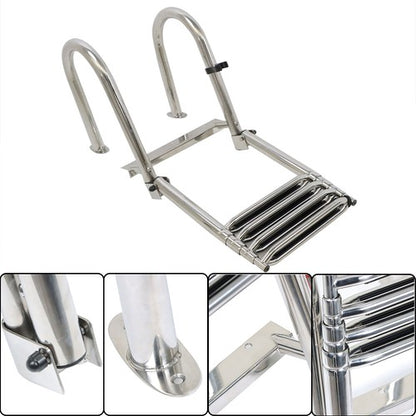Solid Spare Telescoping Boat Ladder Foldable Premium Stainless Steel 4 Step Stainless Steel