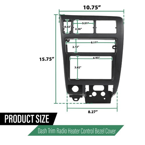 Solid Spare Fit For 1998-2004 Toyota Tacoma Center Dash Radio Bezel Trim Cover Black