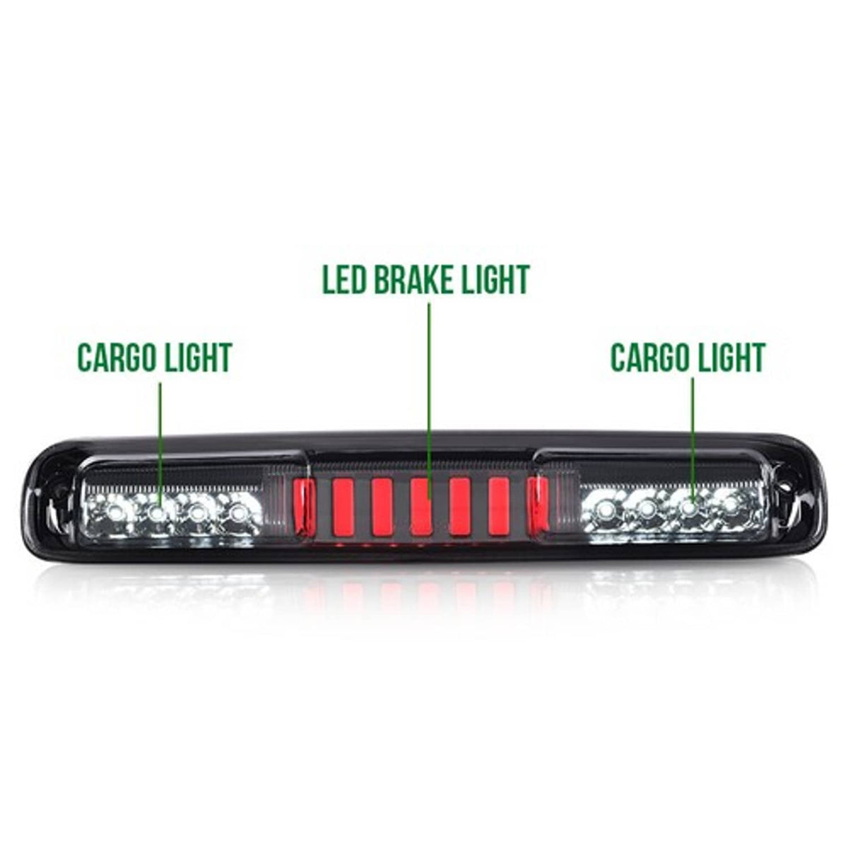 Solid Spare Fit For 1999-2007 Silverado Sierra LED 3rd Brake Tail Light Cargo Lamp Smoke