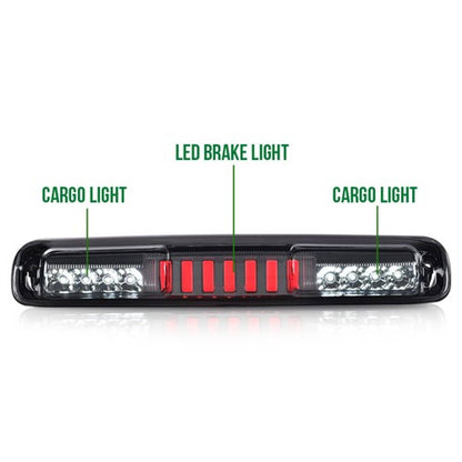 Solid Spare Fit For 1999-2007 Silverado Sierra LED 3rd Brake Tail Light Cargo Lamp Smoke