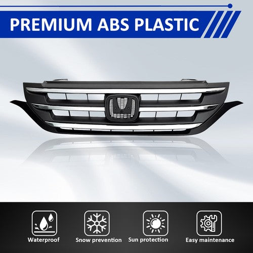Front Bumper Upper Grille Grill w/Chrome Trim Fit 2012 2013 2014 Honda CRV CR-V