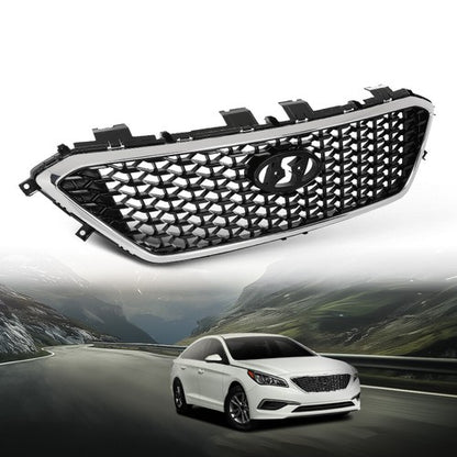 Solid Spare Fit For 2015-2017 Hyundai Sonata Front Bumper Upper Grille Grill W/O Radar Hole