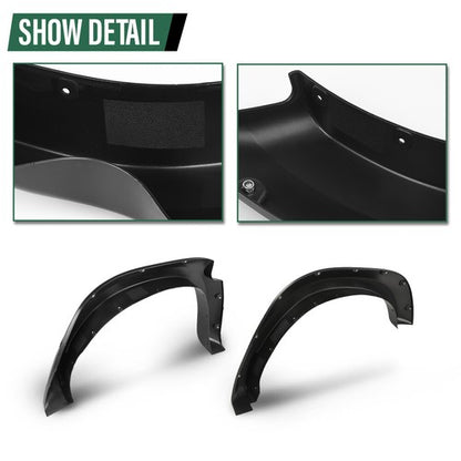 Solid Spare Fit For 2019-2023 Ram 1500 Smooth Black Pocket Rivet Bolt-on Fender Flares 4Pcs