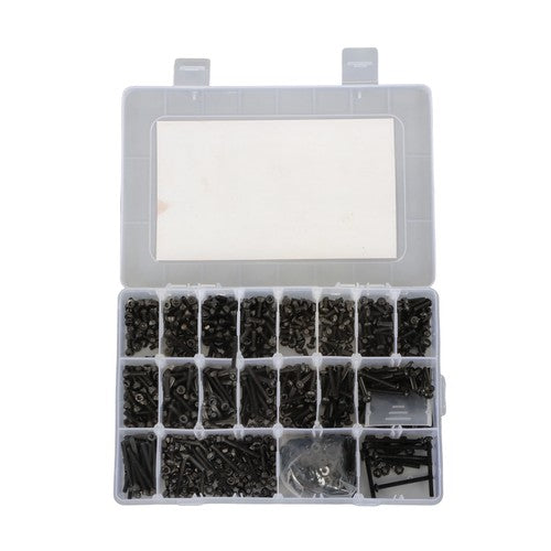 Solid Spare 1590Pcs M3 Screw Kit with Hex Button & Socket Head Bolts, Nuts and Washers