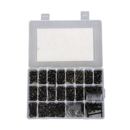 Solid Spare 1590Pcs M3 Screw Kit with Hex Button & Socket Head Bolts, Nuts and Washers