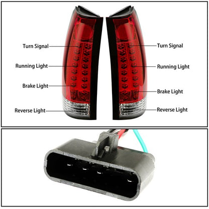 Solid Spare Red Pair Tail Lights lamp LED For 1988-1998 Chevy Chevrolet K1500 GMC C1500