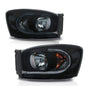 Solid Spare Black/Smoke LED DRL Headlights Headlamps Fit For 06-09 Dodge Ram 1500 2500 3500