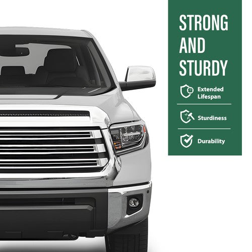 Solid Spare Fit For Toyota Tundra 14-21 Front Upper Hood Bulge Molding Grille Trim Chrome