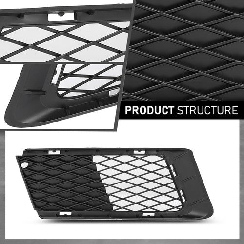 Solid Spare Fit For 07-10 BMW 328xi 328i xDrive Fog Light Cover Lower Grille Trim Left+Right