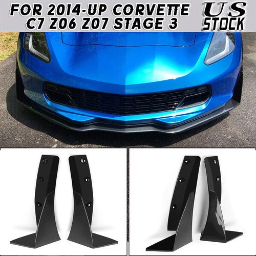 Solid Spare Front Side Splitter Extension Winglets for Corvette C7 Z06 Z07 Stage 3 2014-Up