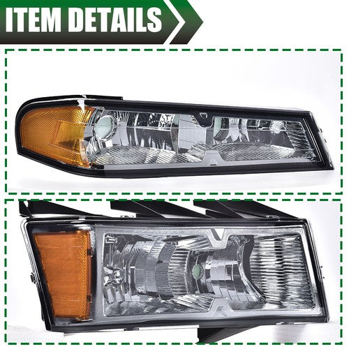 Solid Spare Headlights Assembly + Bumper Lights Fit For 2004-2012 GMC Canyon Chevy Colorado